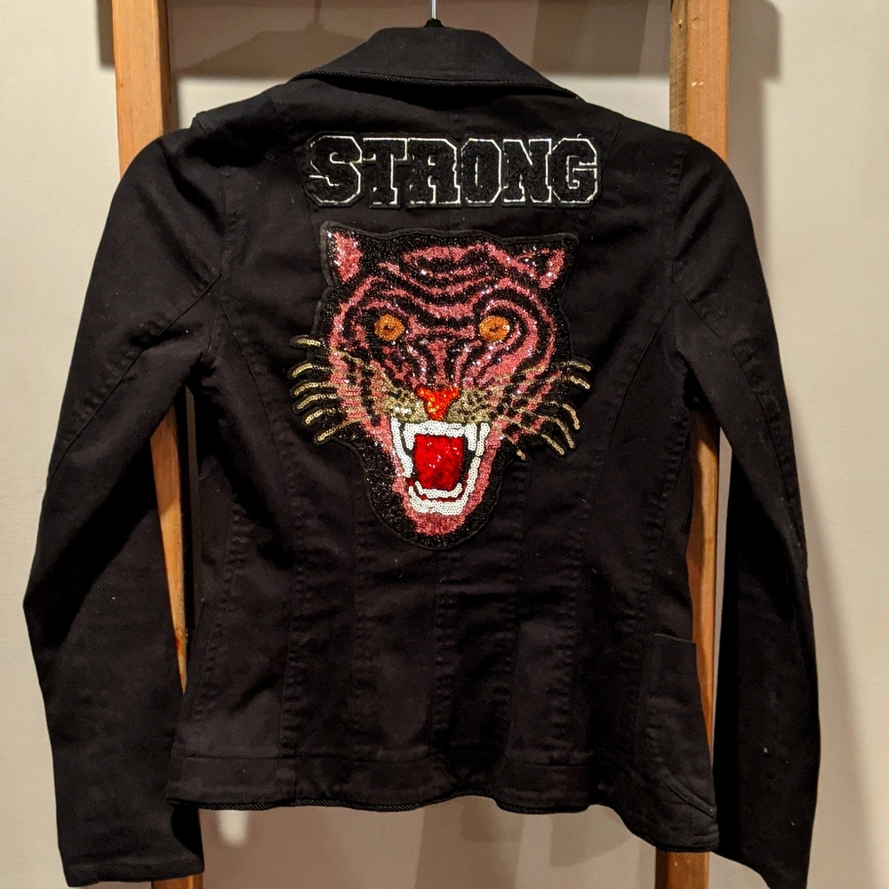 Black Distressed Denim Blazer